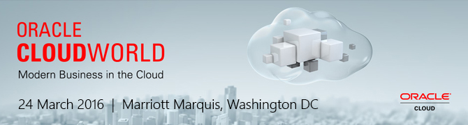 Oracle Cloud World ERP Event banner.